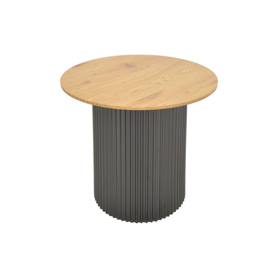 Βοηθητικό τραπέζι Dovel  mdf σε sonoma -μαύρη απόχρωση Φ50x45εκ