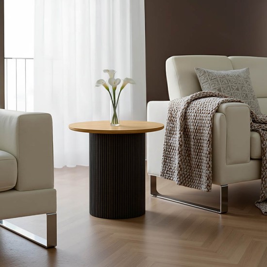 Βοηθητικό τραπέζι Dovel  mdf σε sonoma -μαύρη απόχρωση Φ50x45εκ