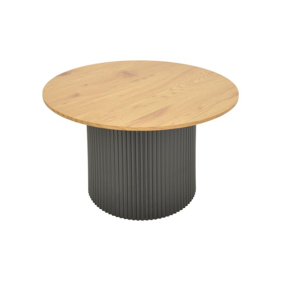 Τραπέζι σαλονιού Dovel  mdf σε sonoma-μαυρη απόχρωση Φ70x40εκ