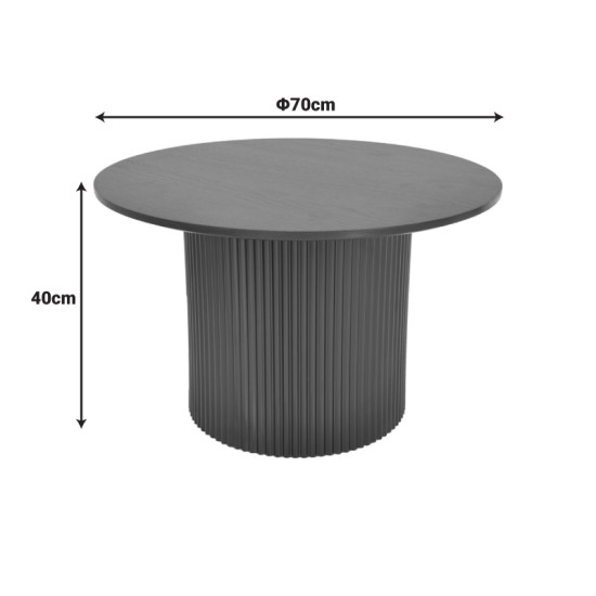 Τραπέζι σαλονιού Dovel  mdf σε sonoma-μαυρη απόχρωση Φ70x40εκ