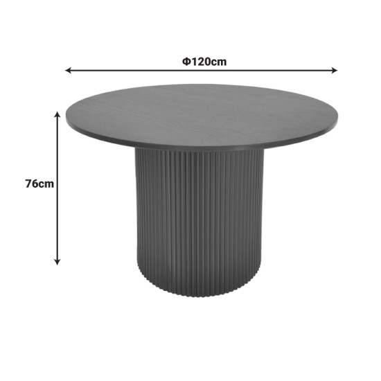 Τραπέζι Karulo  mdf σε μαύρη απόχρωση Φ120x76εκ