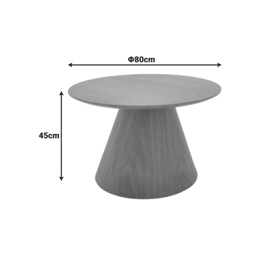 Τραπέζι σαλονιού Donda  mdf σε μαύρη απόχρωση Φ80x45εκ