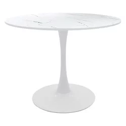 Tραπέζι Balou  mdf σε λευκή απόχρωση με όψη μαρμάρου Φ120x73εκ