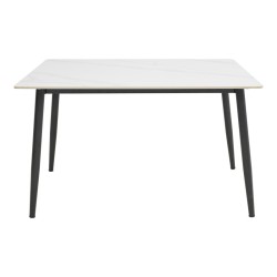 Τραπέζι Gustas Ι  λευκό μαρμάρου sintered stone-μαύρο μέταλλο 120x80x76εκ