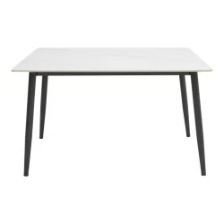 Τραπέζι Gustas  λευκό μαρμάρου sintered stone-μαύρο μέταλλο 120x80x76εκ