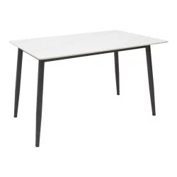 Τραπέζι Gustas  λευκό μαρμάρου sintered stone-μαύρο μέταλλο 120x80x76εκ