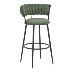 Σκαμπό μπαρ Alkia I  ύφασμα σε χακί απόχρωση- πόδι μαύρο μέταλλο 50x56x95εκ