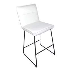 Σκαμπό μπαρ Essential  ύφασμα λευκό-πόδι μάυρο μεταλλικό 53x64.5x107εκ