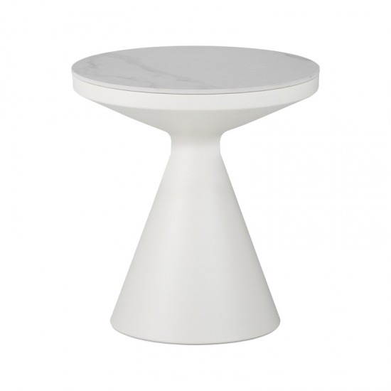 Βοηθητικό τραπέζι Coozlin Inart sintered stone σε απόχρωση λευκό μαρμάρου με λευκό μέταλλο Φ50x50εκ Βοηθητικό τραπέζι Coozlin Inart sintered stone σε απόχρωση λευκό μαρμάρου με λευκό μέταλλο Φ50x50εκ