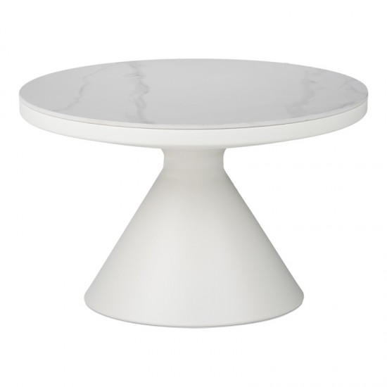 Βοηθητικά τραπέζια Coozlin Inart sintered stone σε απόχρωση λευκό μαρμάρου με λευκό μέταλλο Βοηθητικά τραπέζια Coozlin Inart sintered stone σε απόχρωση λευκό μαρμάρου με λευκό μέταλλο