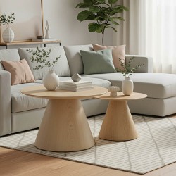 Tραπέζια σαλονιού Donda  mdf μέταλλο σετ 2τεμ. sonoma