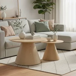 Tραπέζια σαλονιού Donda  mdf μέταλλο σετ 2τεμ. sonoma