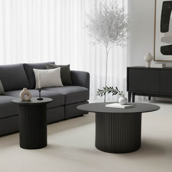 Tραπέζια σαλονιού Dovel  mdf σετ 2τεμ. μαύρο