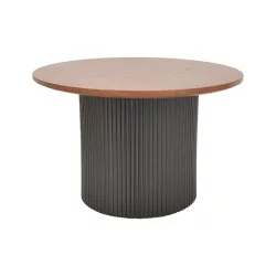 Tραπέζια σαλονιού Dovel  mdf σετ 2τεμ. καρυδι-μαύρο μεταλλο