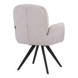 Πολυθρόνα περιστρεφόμενη Novo  ύφασμα λευκό μπουκλε-πόδια μαύρο μεταλλικό 65.5x60x90εκ