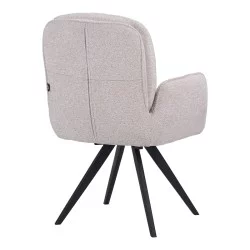 Πολυθρόνα περιστρεφόμενη Novo  ύφασμα λευκό μπουκλε-πόδια μαύρο μεταλλικό 65.5x60x90εκ