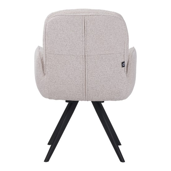 Πολυθρόνα περιστρεφόμενη Novo  ύφασμα λευκό μπουκλε-πόδια μαύρο μεταλλικό 65.5x60x90εκ