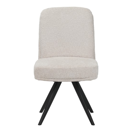 Καρέκλα περιστρεφόμενη Novo  ύφασμα λευκό μπουκλε-πόδια μαύρο μεταλλικό 65.5x50x90εκ