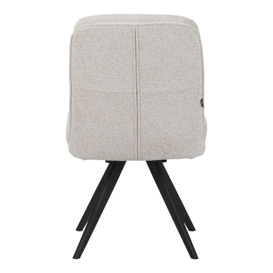 Καρέκλα περιστρεφόμενη Novo  ύφασμα λευκό μπουκλε-πόδια μαύρο μεταλλικό 65.5x50x90εκ