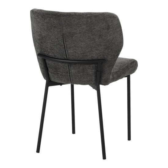 Καρέκλα Mavier  ύφασμα γκρι-πόδια μαύρο μεταλλικό 48x61.5x82εκ