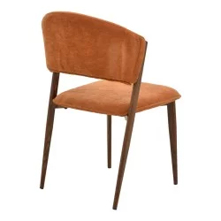 Καρέκλα Dolez  terracotta ύφασμα-πόδι καρυδί μέταλλο 49x58.5x82εκ