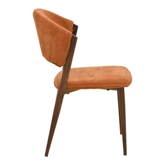 Καρέκλα Dolez  terracotta ύφασμα-πόδι καρυδί μέταλλο 49x58.5x82εκ