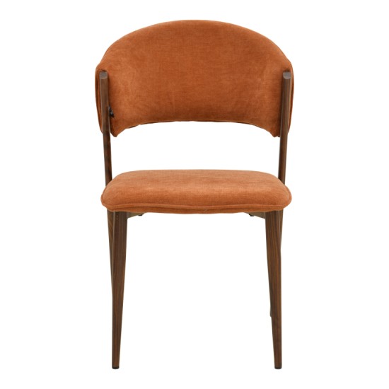 Καρέκλα Dolez  terracotta ύφασμα-πόδι καρυδί μέταλλο 49x58.5x82εκ