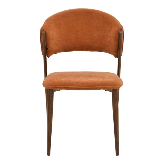 Καρέκλα Dolez  terracotta ύφασμα-πόδι καρυδί μέταλλο 49x58.5x82εκ
