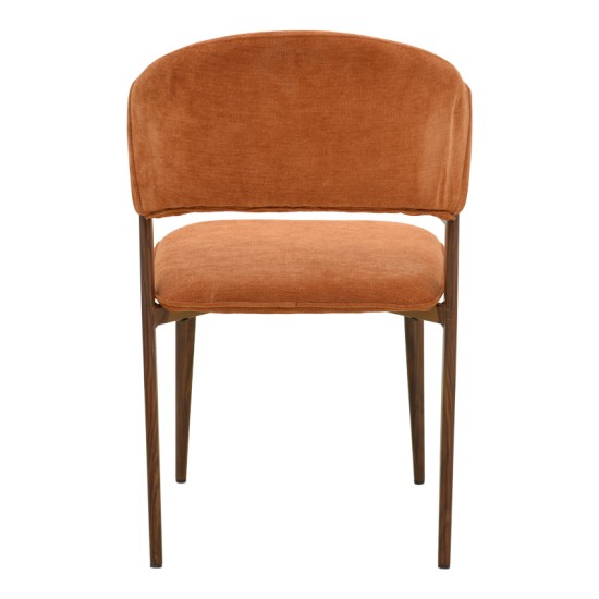 Καρέκλα Dolez  terracotta ύφασμα-πόδι καρυδί μέταλλο 49x58.5x82εκ