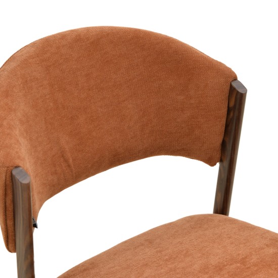 Καρέκλα Dolez  terracotta ύφασμα-πόδι καρυδί μέταλλο 49x58.5x82εκ