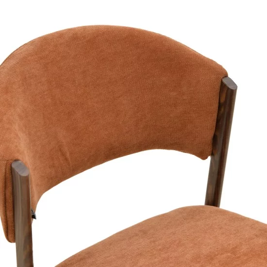 Καρέκλα Dolez  terracotta ύφασμα-πόδι καρυδί μέταλλο 49x58.5x82εκ