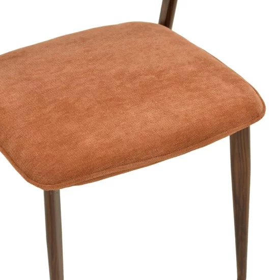 Καρέκλα Dolez  terracotta ύφασμα-πόδι καρυδί μέταλλο 49x58.5x82εκ