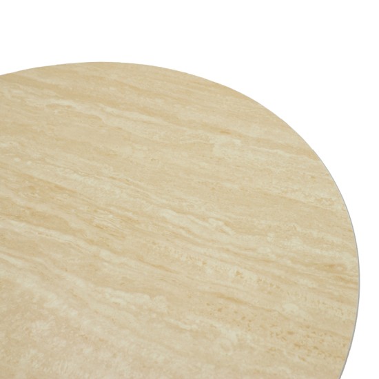 Τραπέζι σαλονιού Franzel  sintered stone σε όψη τραβερτίνας-mdf σε καρυδι Φ80x40εκ