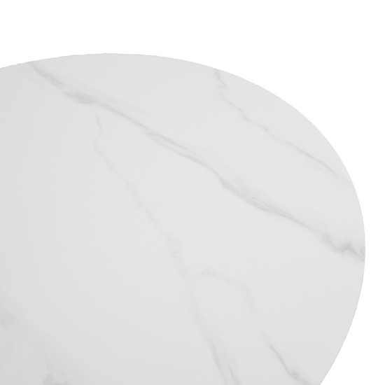 Τραπέζι σαλονιού Franzel  sintered stone σε όψη μαρμάρου-mdf σε φυσική απόχρωση Φ80x40εκ