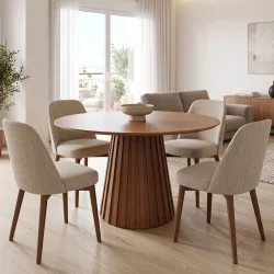 Τραπέζι Franzel  mdf καρυδί Φ120x75εκ