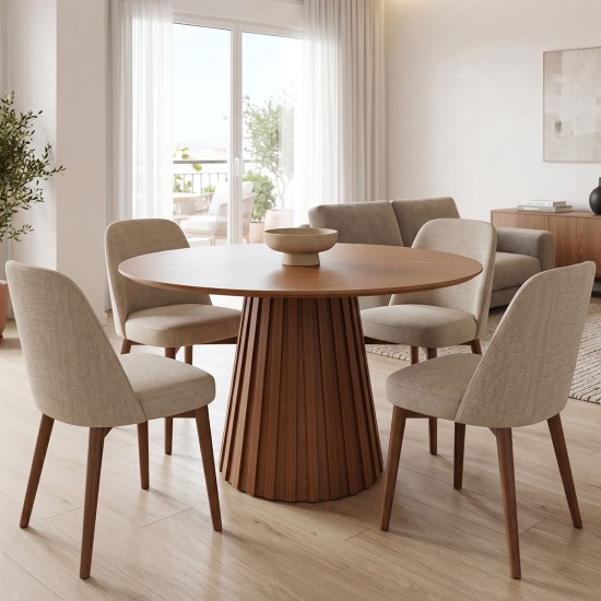 Τραπέζι Franzel  mdf καρυδί Φ120x75εκ