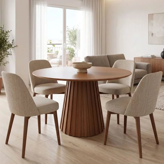 Τραπέζι Franzel  mdf καρυδί Φ120x75εκ
