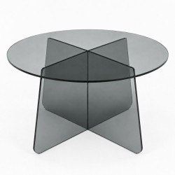 Τραπέζι σαλονιού Cleary  tempered 8mm γυαλί ανθρακί Φ70x45εκ