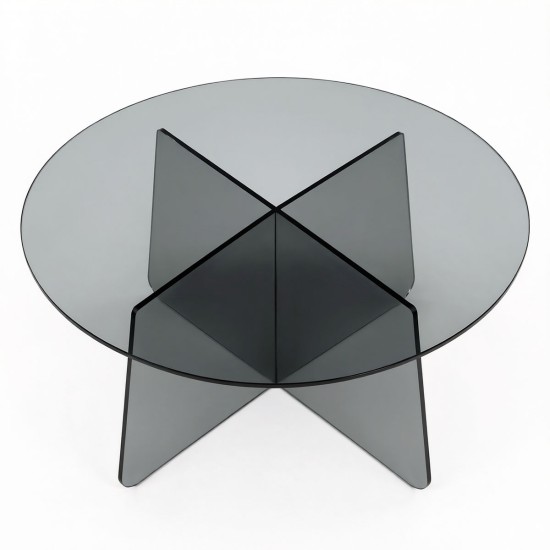 Τραπέζι σαλονιού Cleary  tempered 8mm γυαλί ανθρακί Φ70x45εκ