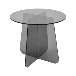 Τραπέζι βοηθητικό Cleary  tempered 8mm γυαλί ανθρακί Φ50x45εκ