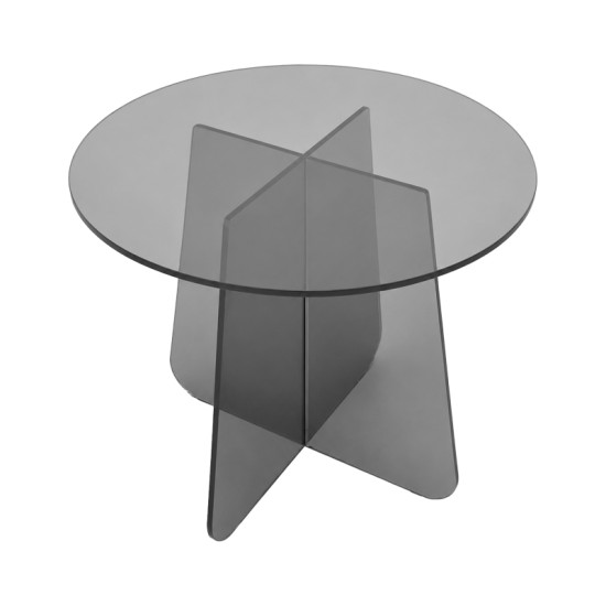 Τραπέζι βοηθητικό Cleary  tempered 8mm γυαλί ανθρακί Φ50x45εκ