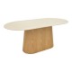 Τραπέζι Karlino  sintered stone σε όψη τραβερτίνας-mdf σε φυσική απόχρωση 180x90x76εκ