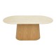 Τραπέζι Karlino  sintered stone σε όψη τραβερτίνας-mdf σε φυσική απόχρωση 180x90x76εκ
