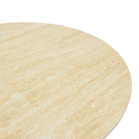 Τραπέζι Karlino  sintered stone σε όψη τραβερτίνας-mdf σε φυσική απόχρωση 180x90x76εκ