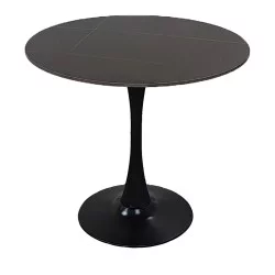 Tραπέζι Balou  sintered stone σε μαύρη απόχρωση με όψη μαρμάρου-βάση μαύρο μέταλλο Φ120x73εκ