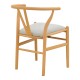 Καρέκλα Wishbone  rubberwood-ύφασμα σε φυσική-γκρι απόχρωση 51x58x73εκ