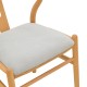 Καρέκλα Wishbone  rubberwood-ύφασμα σε φυσική-γκρι απόχρωση 51x58x73εκ