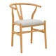 Καρέκλα Wishbone  rubberwood-ύφασμα σε φυσική-γκρι απόχρωση 51x58x73εκ