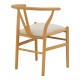 Καρέκλα Wishbone  rubberwood-ύφασμα σε φυσική-μπεζ απόχρωση 51x58x73εκ