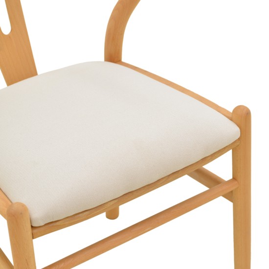 Καρέκλα Wishbone  rubberwood-ύφασμα σε φυσική-μπεζ απόχρωση 51x58x73εκ